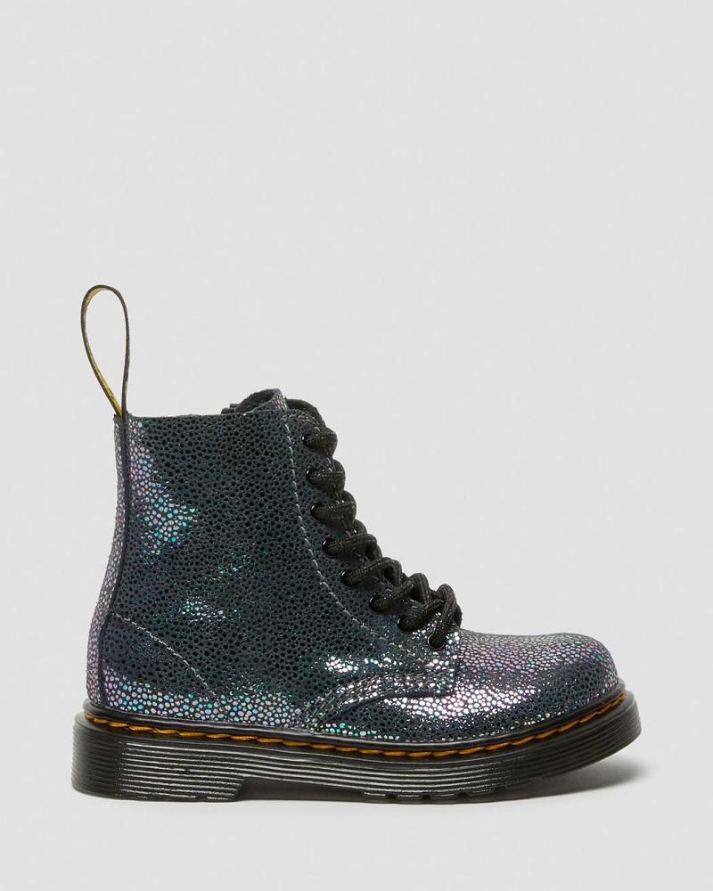 Kids' Dr Martens Toddler 1460 Pascal Iridescent Lace Up Boots Metal | AU 698JPQ